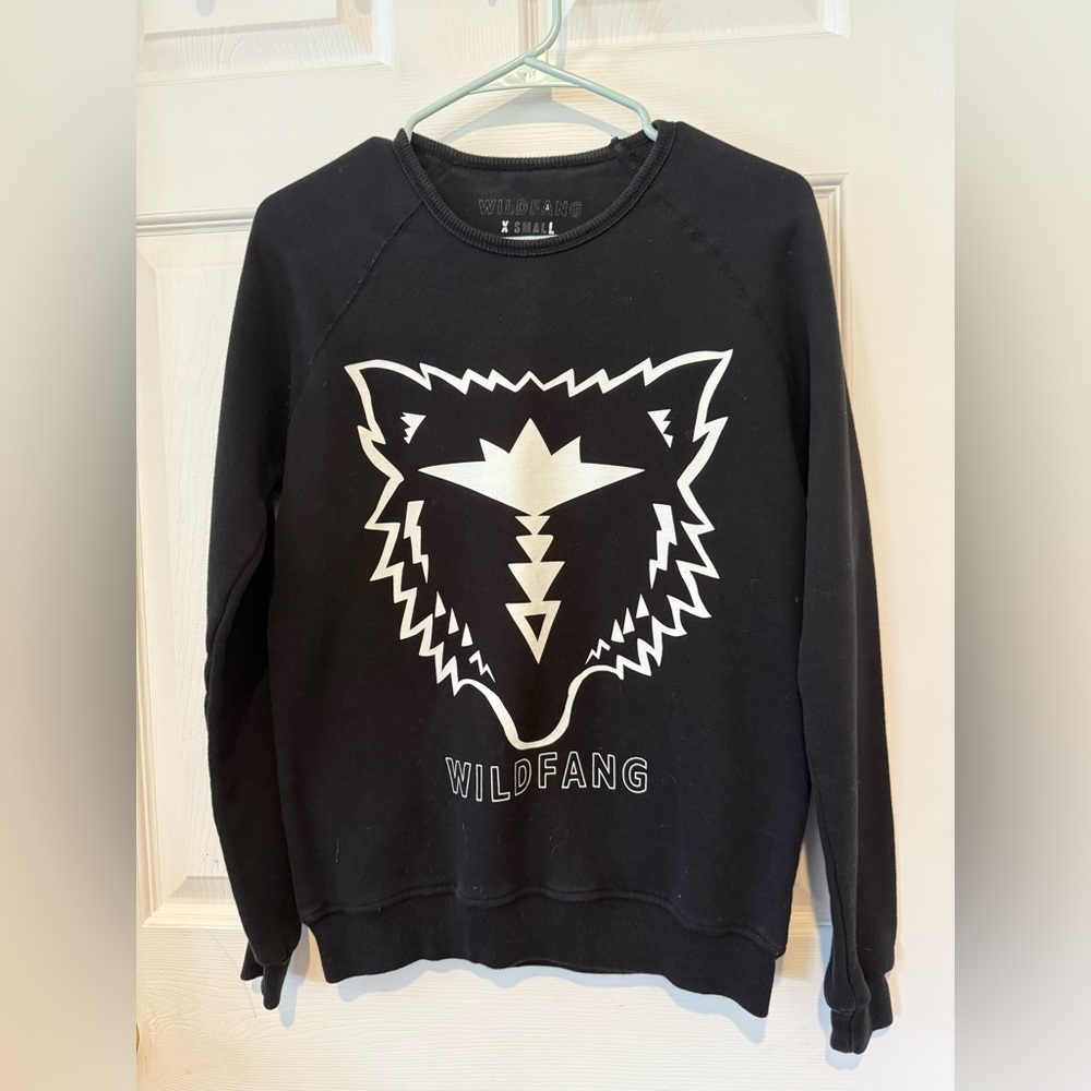 Wildfang Black Crewneck Sweater with White Graphic